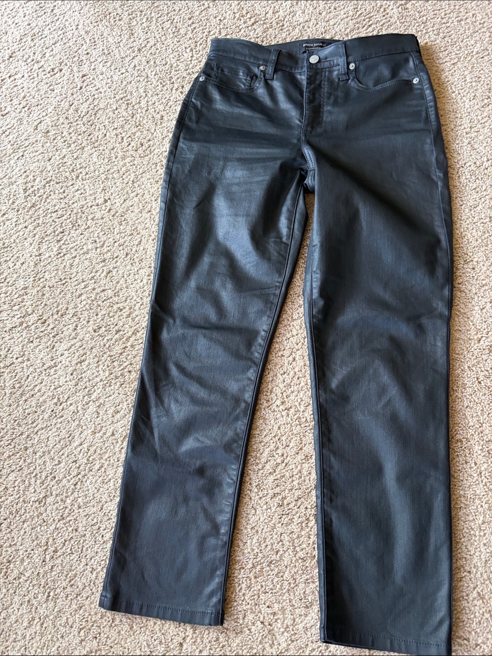 NWOT Banana Republic Curvy High-Rise Slim Coated Jean Black Stretch Sz 28/6 - Picture 3 of 16